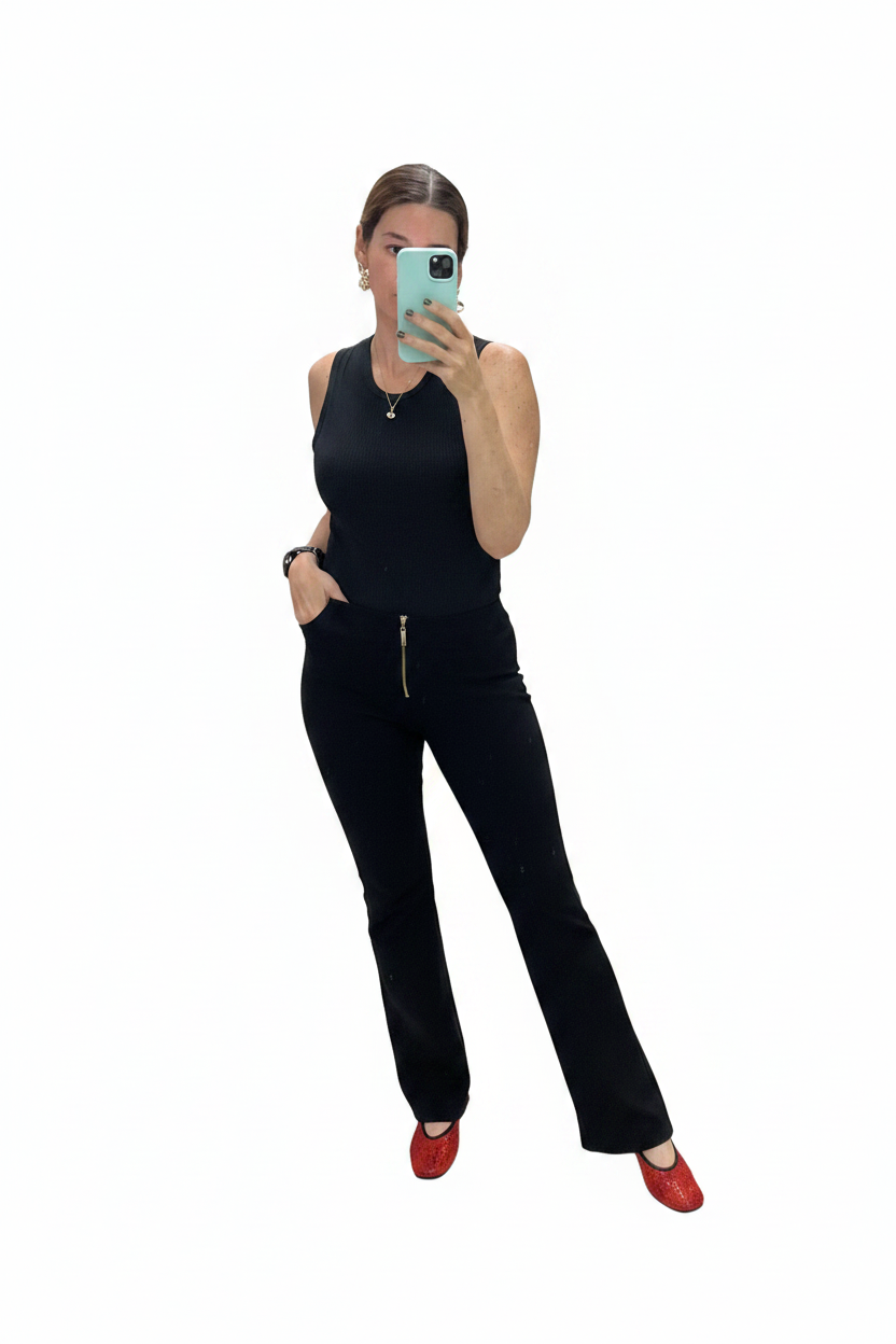 Leggings campana con zipper