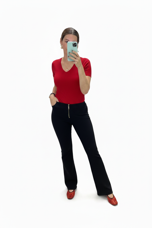 Leggings campana con zipper